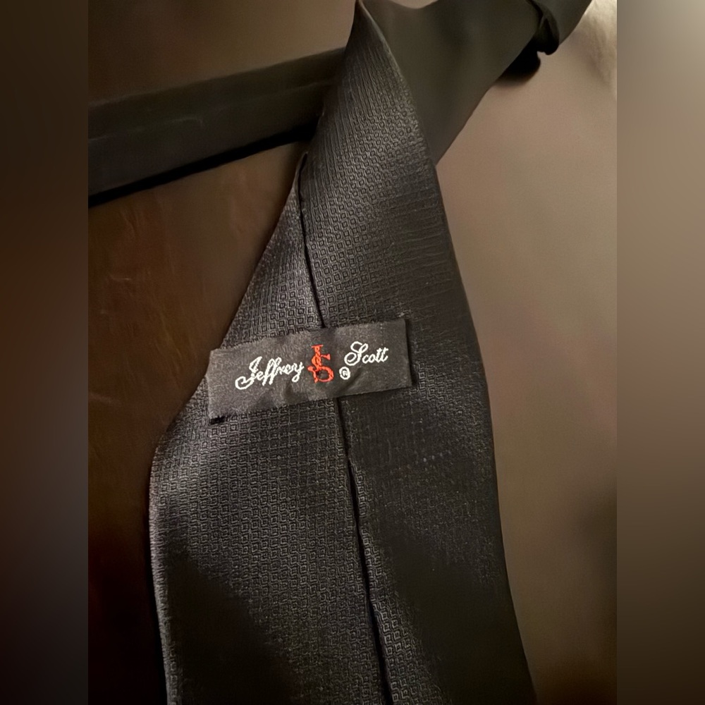 Jeffrey Scott Black Embroidered Neck Tie | Leggett & Platt Gold Logo Tie Formal - Picture 3 of 4